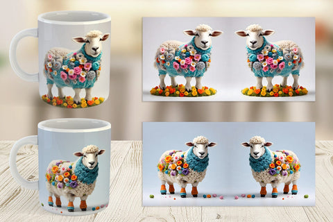 Mug Wrap Sheep Easter Embroidery Sublimation artnoy 