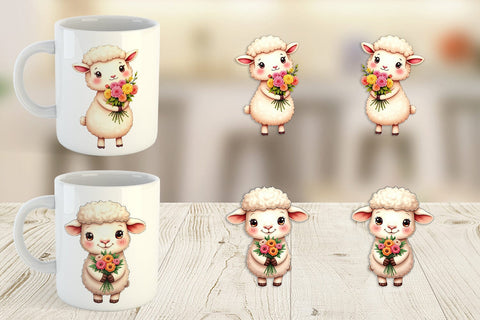 Mug Wrap Sheep Spring Bouquet Sublimation artnoy 
