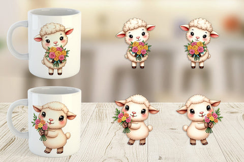 Mug Wrap Sheep Spring Bouquet Sublimation artnoy 