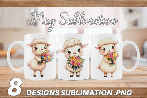 Mug Wrap Sheep Spring Bouquet Sublimation artnoy 