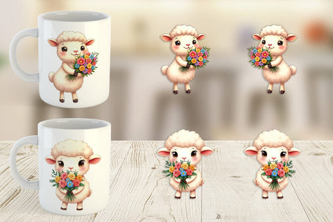 Mug Wrap Sheep Spring Bouquet Sublimation artnoy 