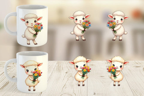 Mug Wrap Sheep Spring Bouquet Sublimation artnoy 