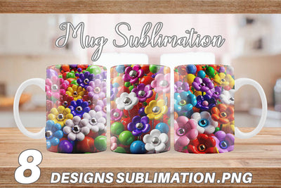 Mug Wrap Shiny 3D Flowers Sublimation artnoy 