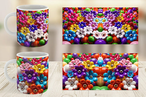 Mug Wrap Shiny 3D Flowers Sublimation artnoy 