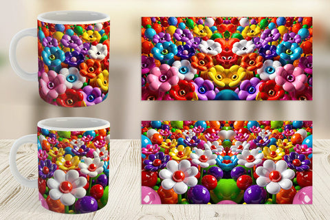 Mug Wrap Shiny 3D Flowers Sublimation artnoy 