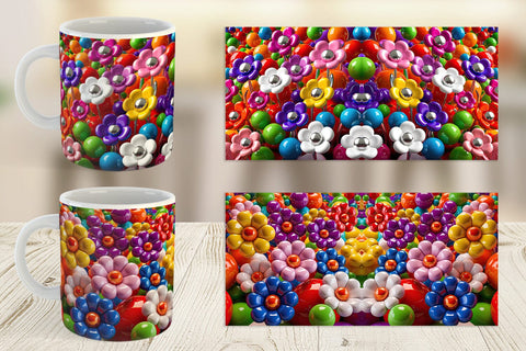 Mug Wrap Shiny 3D Flowers Sublimation artnoy 