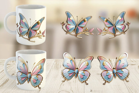 Mug Wrap Shiny Butterfly Sublimation artnoy 