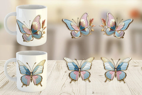 Mug Wrap Shiny Butterfly Sublimation artnoy 