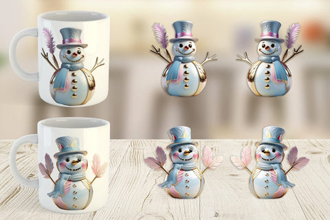 Mug Wrap Shiny Snowman Sublimation artnoy 
