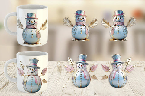 Mug Wrap Shiny Snowman Sublimation artnoy 