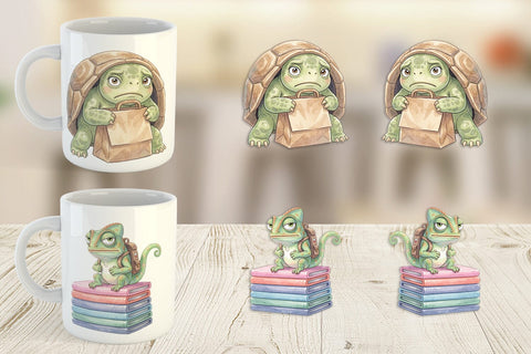 Mug Wrap Shy Awkward School Animal Watercolor Sublimation artnoy 