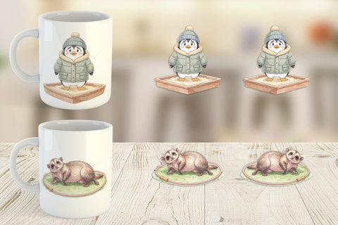 Mug Wrap Shy Awkward School Animal Watercolor Sublimation artnoy 
