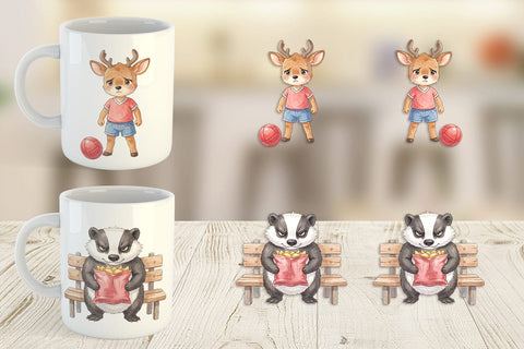 Mug Wrap Shy Awkward School Animal Watercolor Sublimation artnoy 