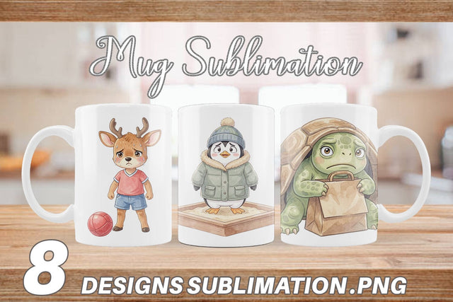 Mug Wrap Shy Awkward School Animal Watercolor Sublimation artnoy 
