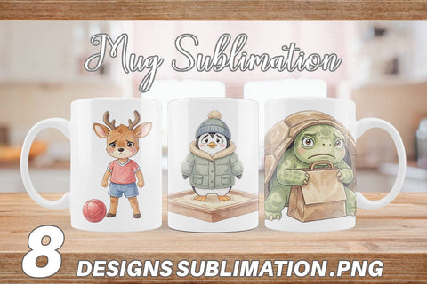 Mug Wrap Shy Awkward School Animal Watercolor Sublimation artnoy 