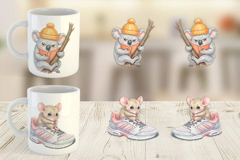 Mug Wrap Shy Awkward School Animal Watercolor Sublimation artnoy 