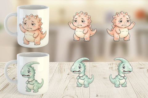 Mug Wrap Shy Baby Dinosaur Watercolor Sublimation artnoy 