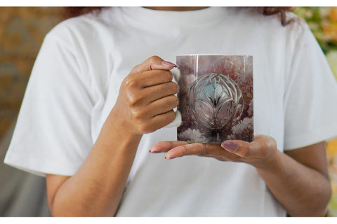 Mug Wrap Silver and Pink Plants Sublimation artnoy 