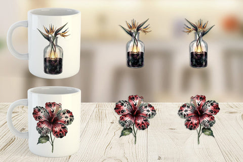 Mug Wrap Sinister Tropical Goth Botany Sublimation artnoy 