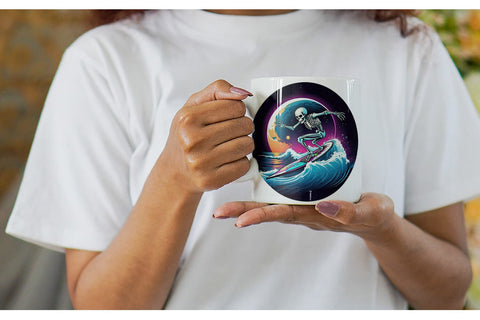 Mug Wrap Skeleton Surfing Sticker Sublimation artnoy 