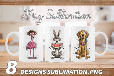 Mug Wrap Skinny Beach Sketch Animal Sublimation artnoy 