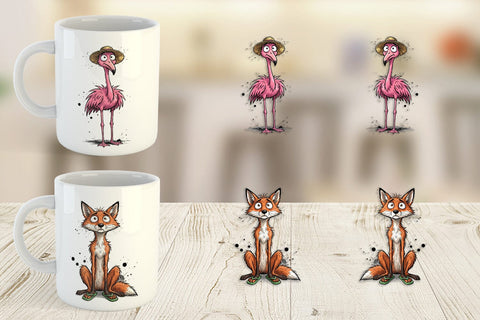Mug Wrap Skinny Beach Sketch Animal Sublimation artnoy 