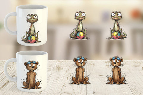 Mug Wrap Skinny Beach Sketch Animal Sublimation artnoy 