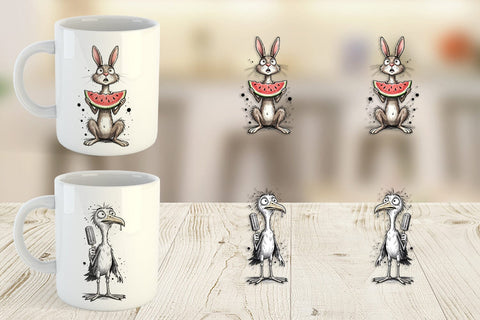 Mug Wrap Skinny Beach Sketch Animal Sublimation artnoy 