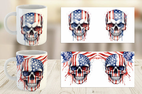 Mug Wrap Skull 4th of July Sublimation artnoy 