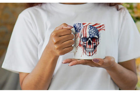 Mug Wrap Skull 4th of July Sublimation artnoy 