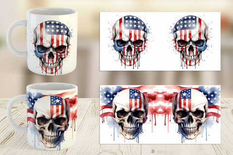 Mug Wrap Skull 4th of July Sublimation artnoy 