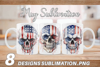 Mug Wrap Skull 4th of July Sublimation artnoy 