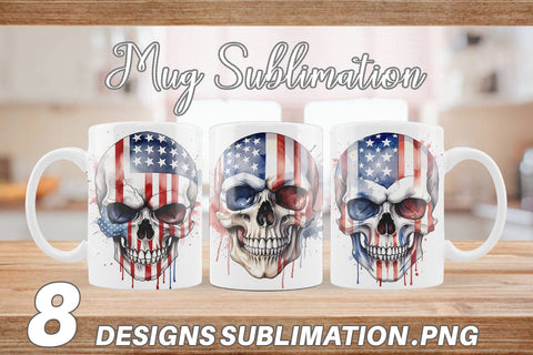 Mug Wrap Skull 4th of July Sublimation artnoy 