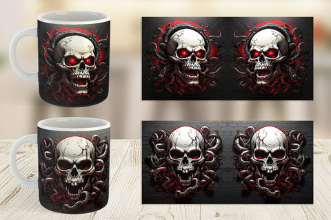 Mug Wrap Skull with Tentacles Sublimation artnoy 