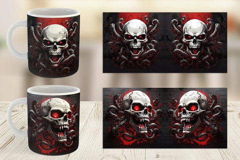 Mug Wrap Skull with Tentacles Sublimation artnoy 