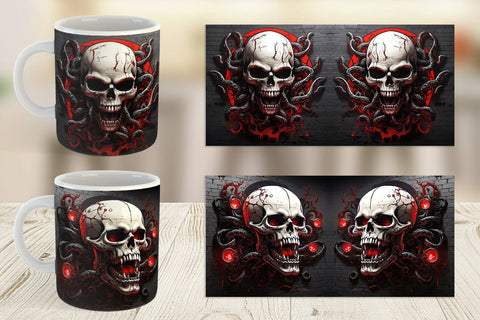 Mug Wrap Skull with Tentacles Sublimation artnoy 