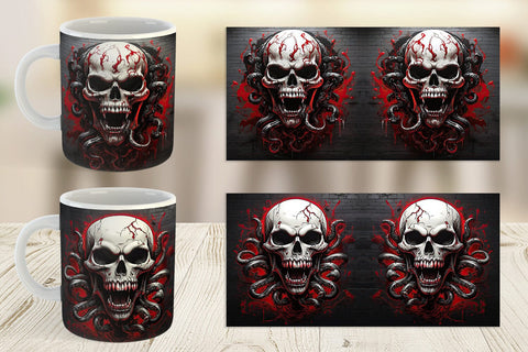 Mug Wrap Skull with Tentacles Sublimation artnoy 