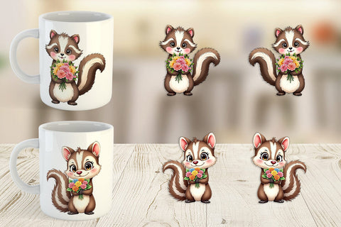 Mug Wrap Skunk Spring Bouquet Sublimation artnoy 