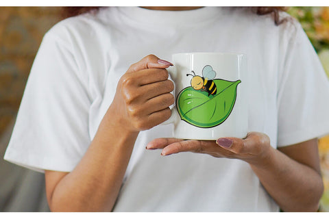 Mug Wrap Sleeping Bee on Leaf Sublimation artnoy 
