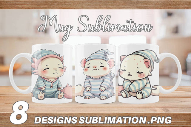 Mug Wrap Sleepy Axolotl Sublimation artnoy 