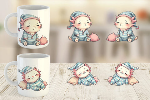 Mug Wrap Sleepy Axolotl Sublimation artnoy 