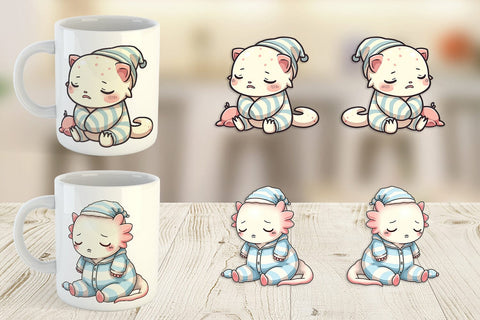 Mug Wrap Sleepy Axolotl Sublimation artnoy 