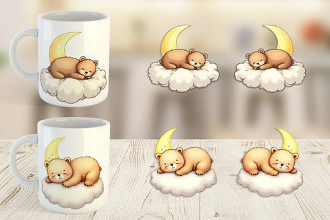 Mug Wrap Sleepy Bear Cloud Sublimation artnoy 