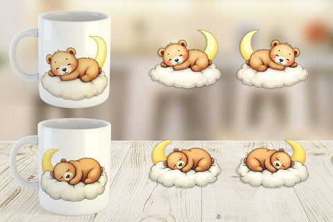 Mug Wrap Sleepy Bear Cloud Sublimation artnoy 