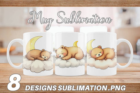 Mug Wrap Sleepy Bear Cloud Sublimation artnoy 