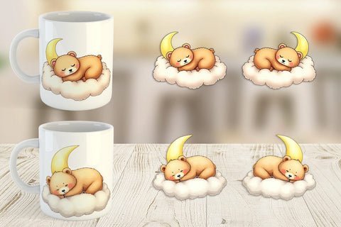 Mug Wrap Sleepy Bear Cloud Sublimation artnoy 