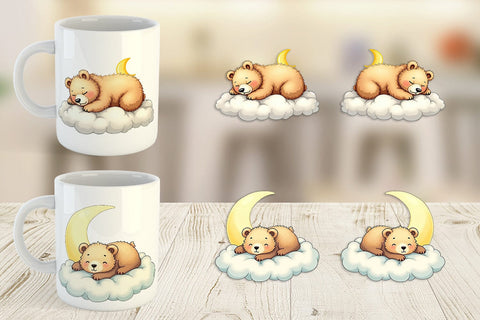 Mug Wrap Sleepy Bear Cloud Sublimation artnoy 