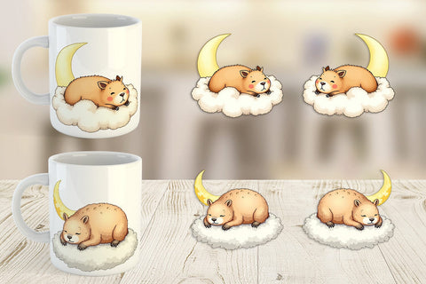 Mug Wrap Sleepy Capybara Cloud Sublimation artnoy 