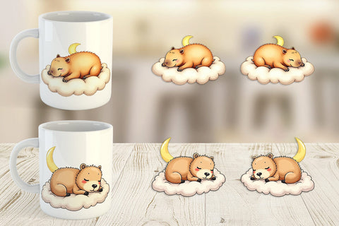 Mug Wrap Sleepy Capybara Cloud Sublimation artnoy 