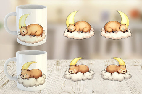Mug Wrap Sleepy Capybara Cloud Sublimation artnoy 
